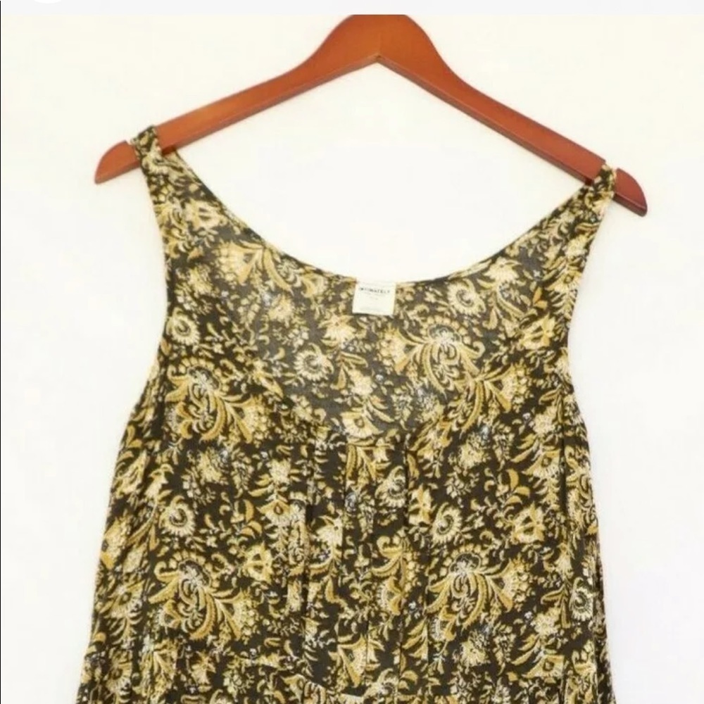 Free People Intimately Women's Size Medium Yellow Brown Tank Top Paisley Tunic